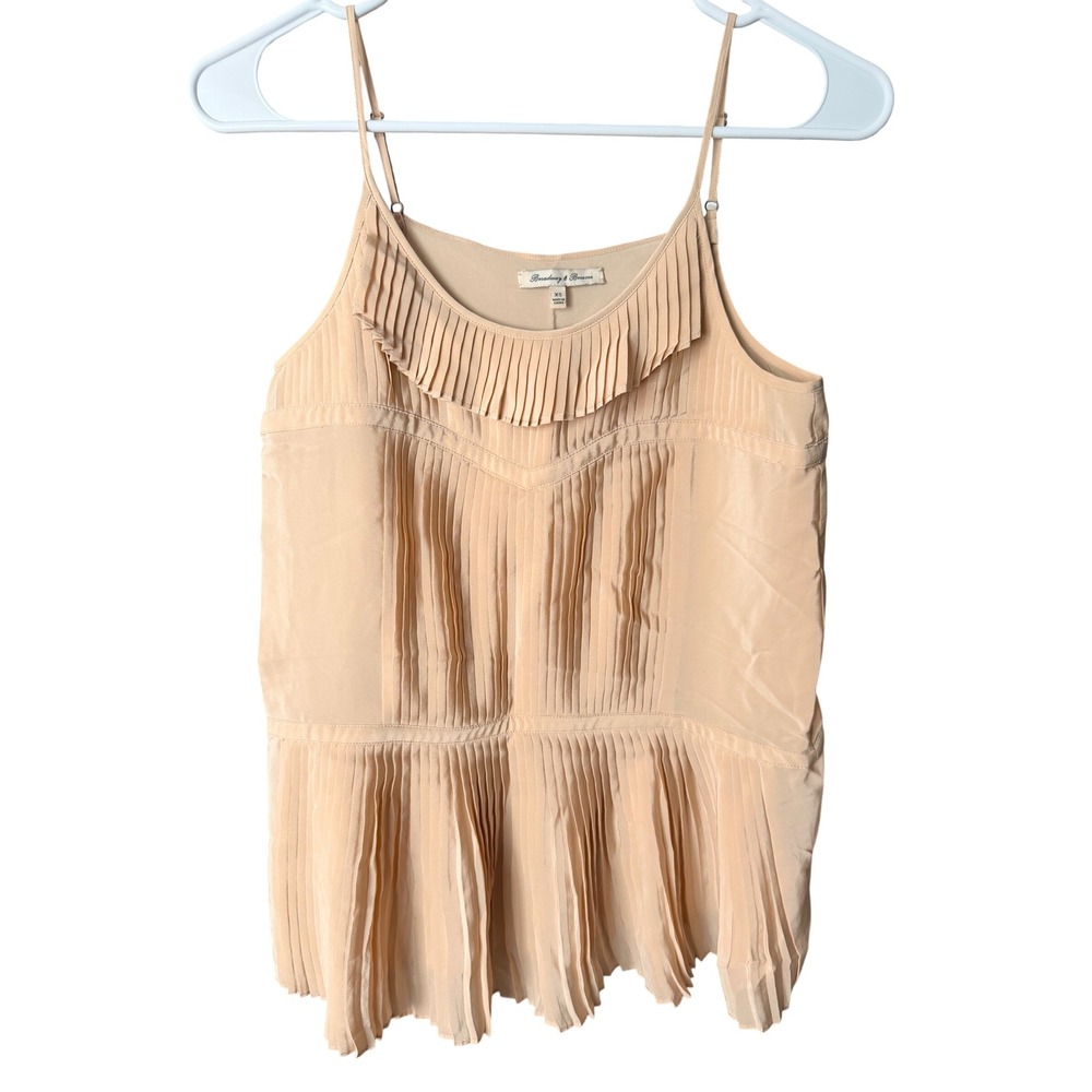 Broadway & Broome Silk Pleated Peplum Cami Top Nude Size XS